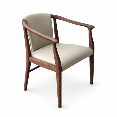 Custom Upholstered Hotel Armchair, Sculpted Curved Wood Arms | OEM/ODM Manufacturer