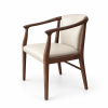 Custom Upholstered Hotel Armchair, Sculpted Curved Wood Arms | OEM/ODM Manufacturer