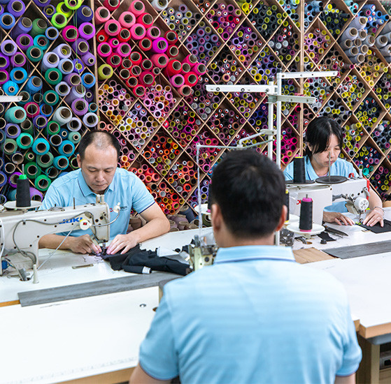 Garment sample development and sewing at MinCharm's Dongguan factory