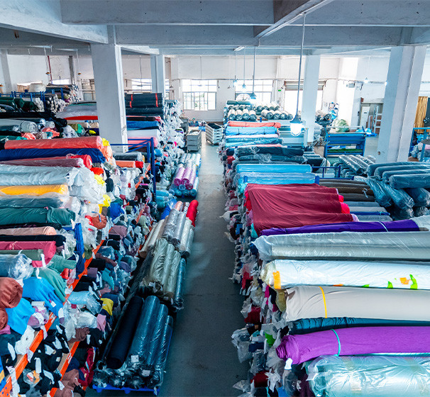 Fabric rolls stored and prepared for apparel production