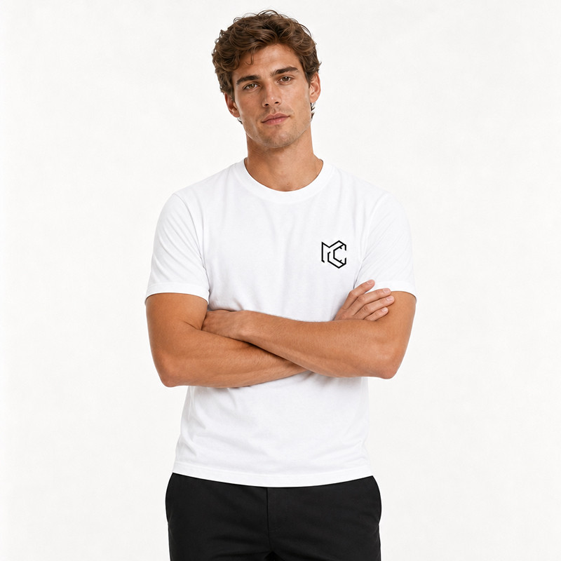 Men's basic fit T-shirt with custom chest logo