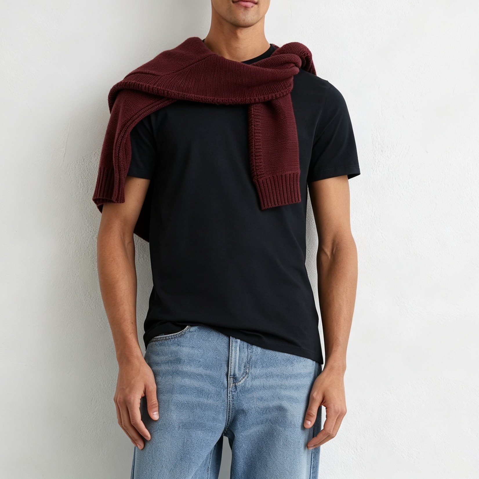 Crew neck detail of MCD0007 men's 100% cotton T-shirt