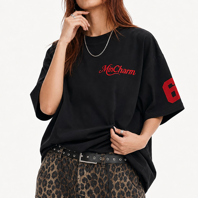 Black women’s oversized cotton T-shirt reference sample