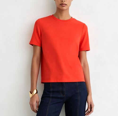 Custom Women's Stretch Ribbed Crew Neck T-Shirt for Activewear & Casual Brands