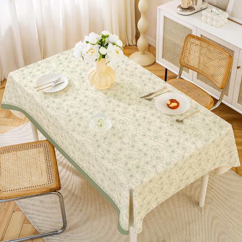 Floral printed rectangular tablecloth in a dining table setting