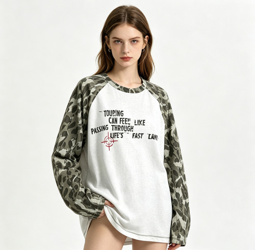 Custom Women's Letter Print Raglan Sweatshirt | Streetwear Manufacturer