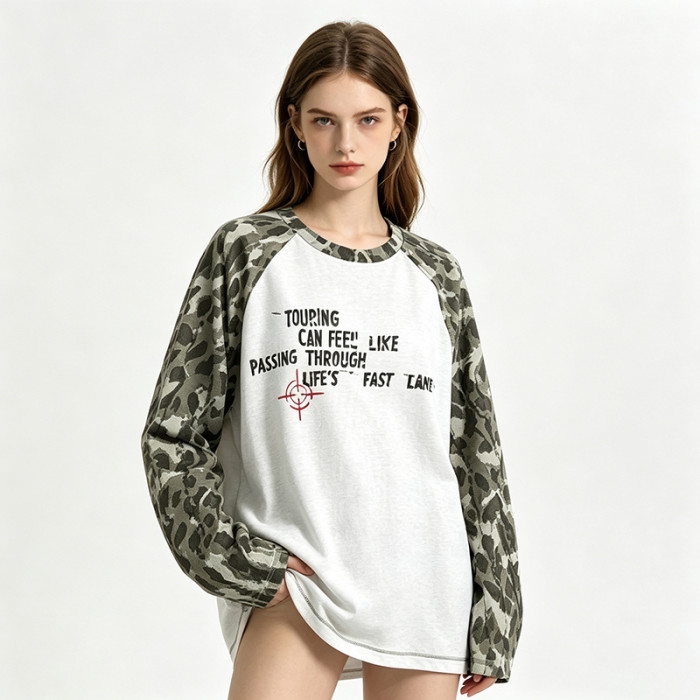 Custom Women's Letter Print Raglan Sweatshirt | Streetwear Manufacturer