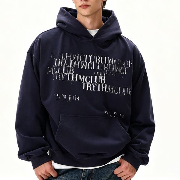 Custom Men's Letter Graphic Pullover Hoodie | Streetwear Manufacturer