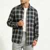 Custom Men's Navy Plaid Button-Up Shirt | OEM Shirt Manufacturer