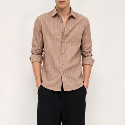 Custom Men's Fine Stripe Button-Up Shirt | Private Label Manufacturer