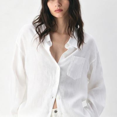 Custom Women's White Relaxed Pocket Shirt | OEM Shirt Manufacturer