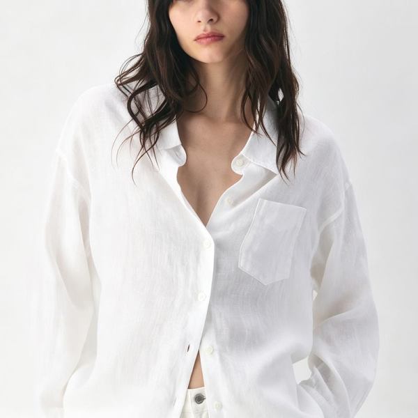 Custom Women's White Relaxed Pocket Shirt | OEM Shirt Manufacturer