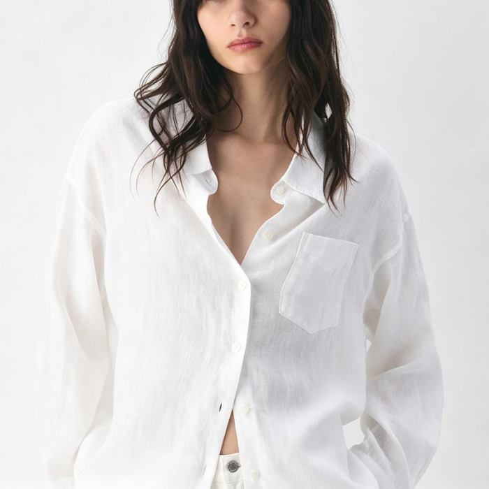Custom Women's White Relaxed Pocket Shirt | OEM Shirt Manufacturer