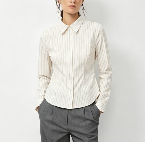 Custom Women's Slim Fit Pinstripe Shirt | OEM Women's Shirt Manufacturer