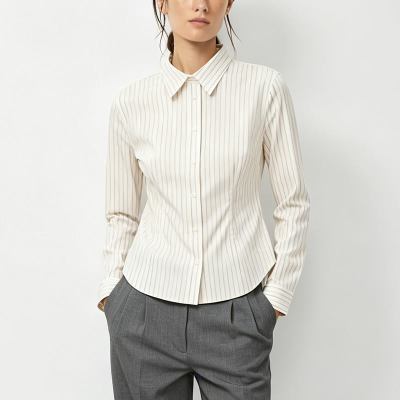 Custom Women's Slim Fit Pinstripe Shirt | OEM Women's Shirt Manufacturer