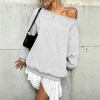 Custom Women's Grey Off-Shoulder Sweatshirt | OEM Sweatshirt Manufacturer