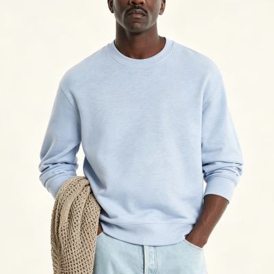 Custom Unisex Light Blue Crew Neck Sweatshirt | OEM Sweatshirt Supplier