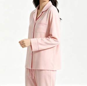 Custom Women's Pink Notch Collar Pajama Set | Private Label Sleepwear Supplier