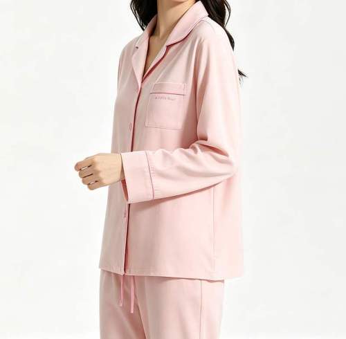 Custom Women's Pink Notch Collar Pajama Set | Private Label Sleepwear Supplier