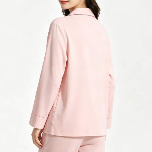Custom Women's Pink Notch Collar Pajama Set | Private Label Sleepwear Supplier