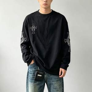 Custom Men's Black Front & Back Graphic Crew Neck Sweatshirt | Streetwear Graphic Sweatshirt Manufacturer