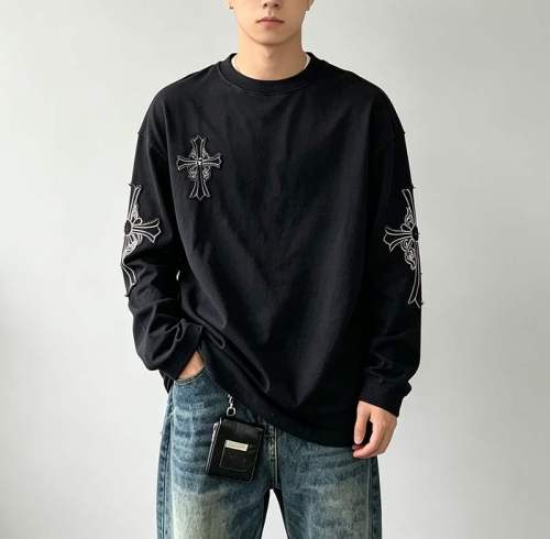 Custom Men's Black Front & Back Graphic Crew Neck Sweatshirt | Streetwear Graphic Sweatshirt Manufacturer