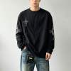 Custom Men's Black Front & Back Graphic Crew Neck Sweatshirt | Streetwear Graphic Sweatshirt Manufacturer