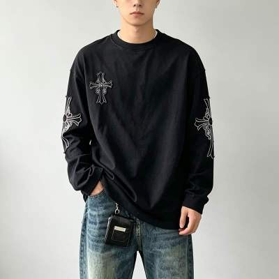Custom Men's Black Front & Back Graphic Crew Neck Sweatshirt | Streetwear Graphic Sweatshirt Manufacturer