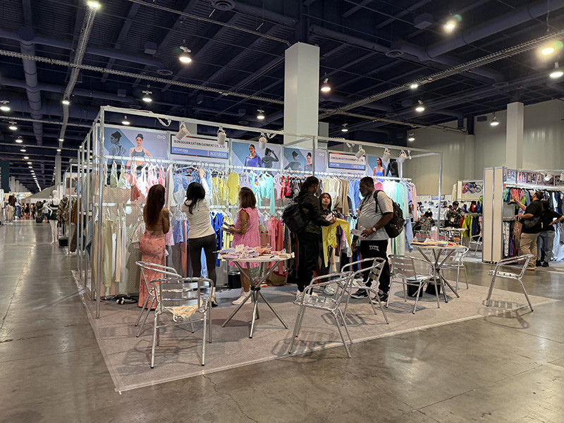 Apparel and activewear samples displayed at our booth during MAGIC Las Vegas 2025