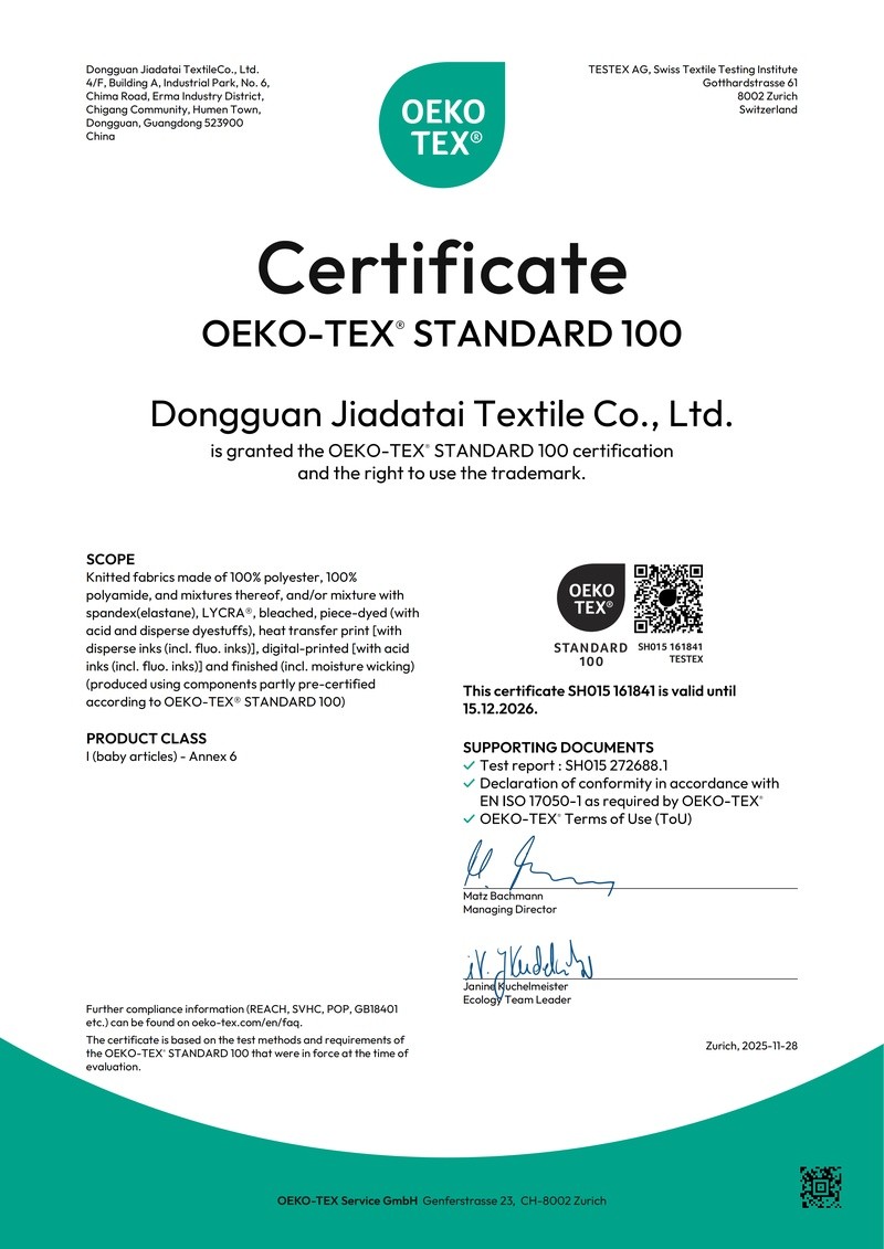 OEKO-TEX® STANDARD 100 Certified Fabric Supply