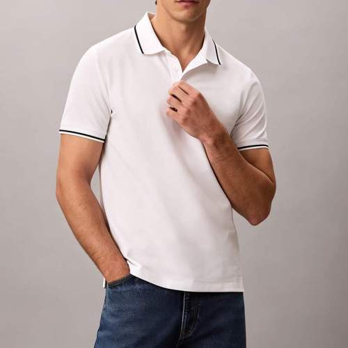 Custom Men's Cool-Touch Contrast Trim Polo Shirt | OEM Polo Supplier