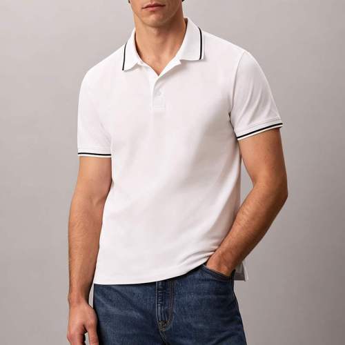 Custom Men's Cool-Touch Contrast Trim Polo Shirt | OEM Polo Supplier
