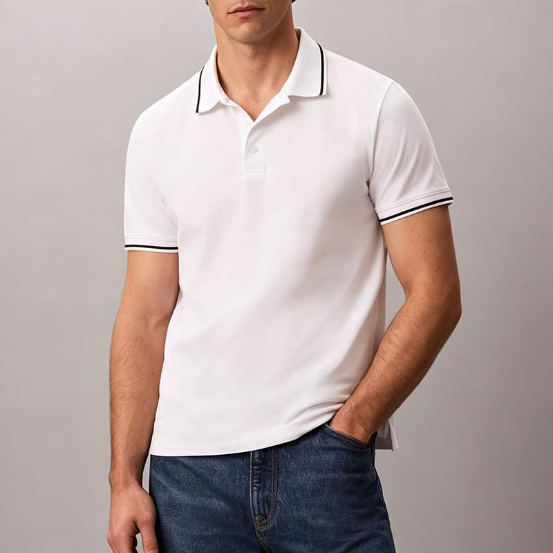 Men's white contrast trim polo shirt
