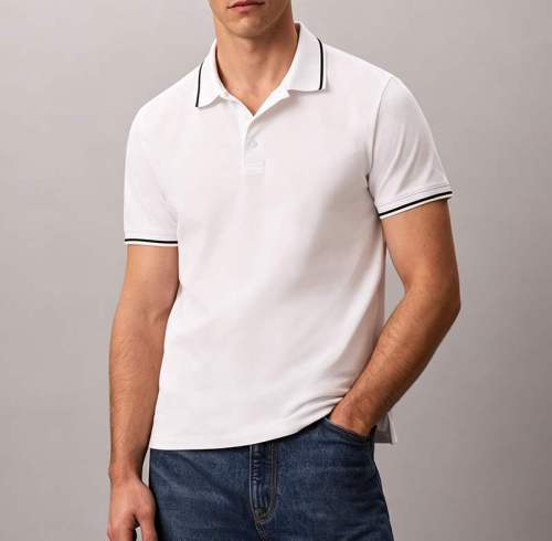 Custom Men's Cool-Touch Contrast Trim Polo Shirt | OEM Polo Supplier