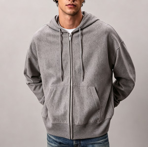 Custom French Terry Oversized Zip Hoodie | Embroidered Logo Hoodie OEM
