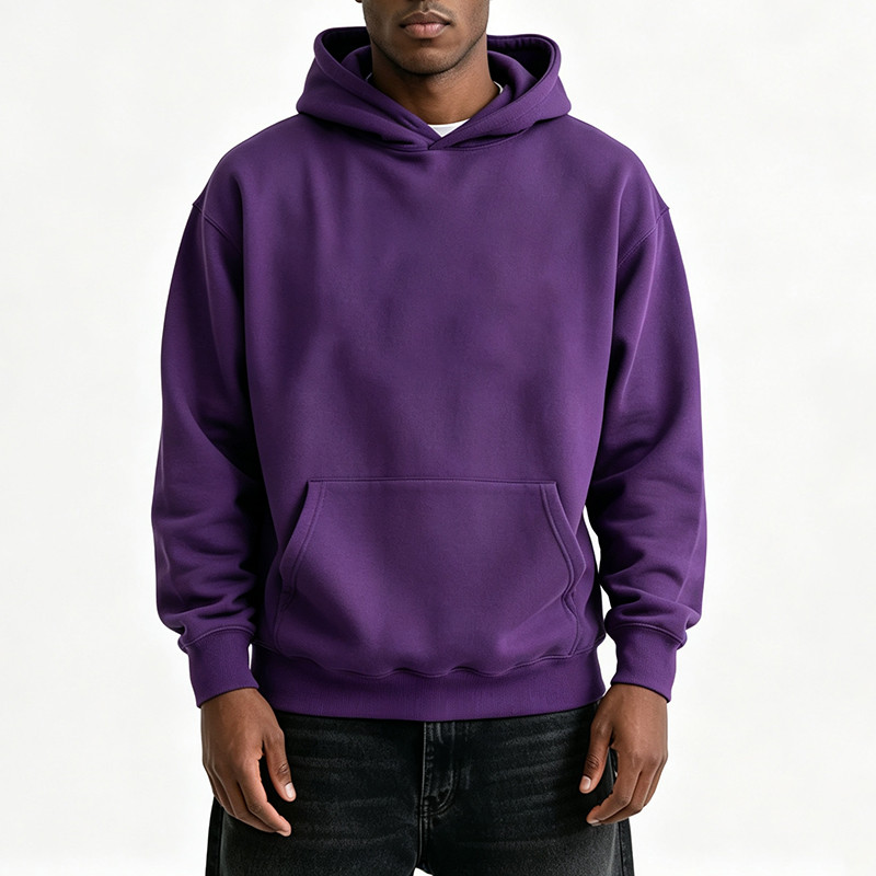 Purple oversized unisex pullover hoodie front view