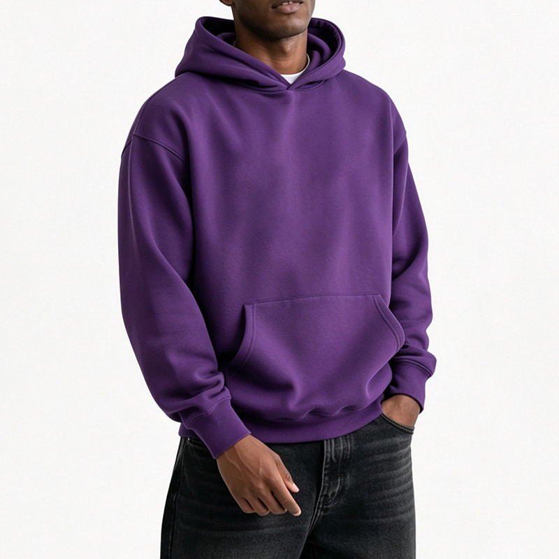 Purple oversized hoodie with front kangaroo pocket