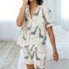 Custom Women's Giraffe Print Short Pajama Set | Private Label Sleepwear
