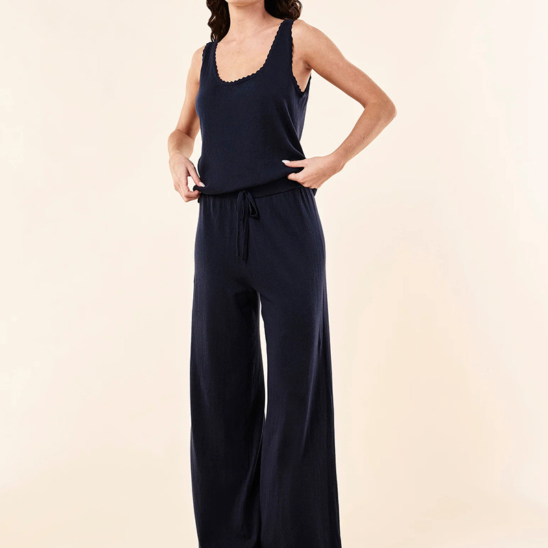 Relaxed fit knit vest and drawstring pants set