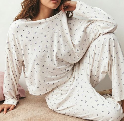 Custom Floral Openwork Knit Pajama Set | Women's Sleepwear OEM