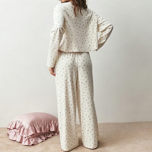 Custom Floral Openwork Knit Pajama Set | Women's Sleepwear OEM