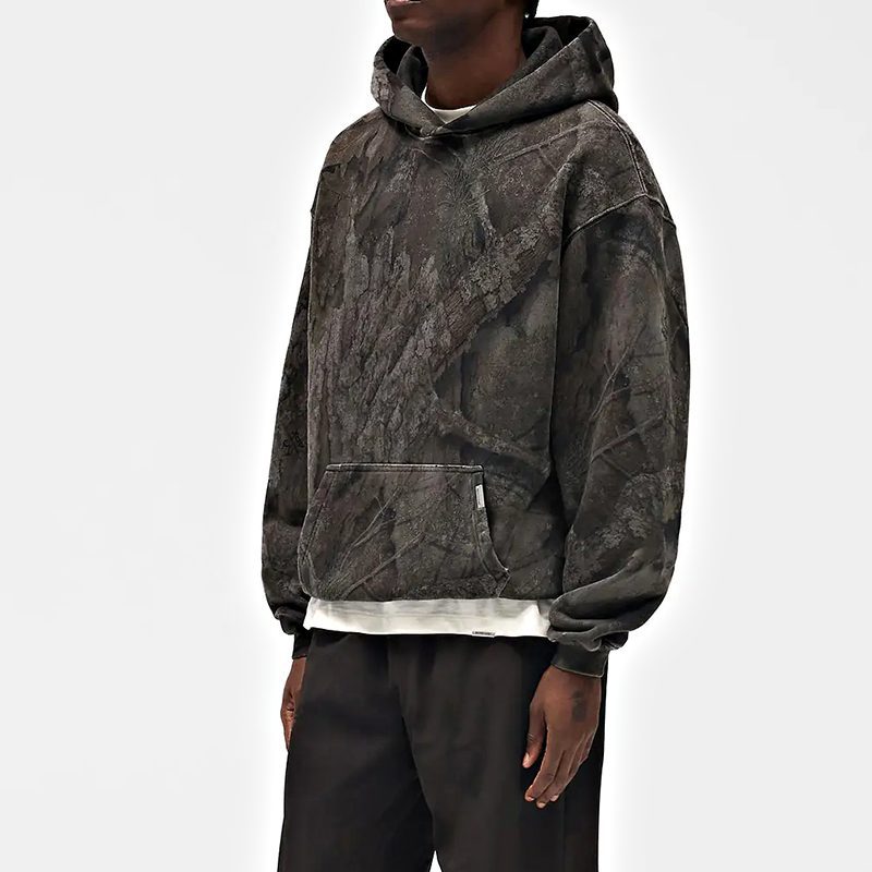 Charcoal washed-look oversized hoodie side view