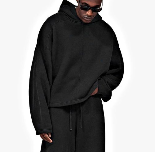 Heavyweight Black Drop-Shoulder Hoodie | Streetwear Collection Development