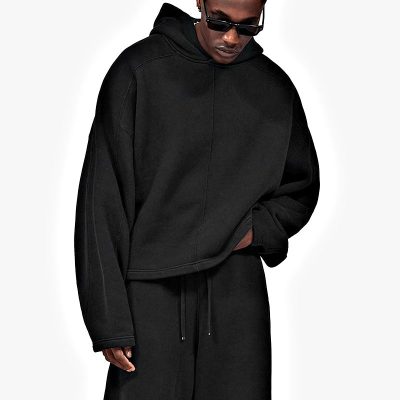 Heavyweight Black Drop-Shoulder Hoodie | Streetwear Collection Development