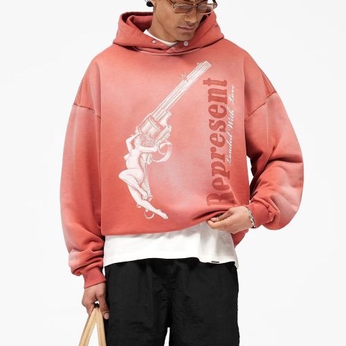 Custom Graphic Drop-Shoulder Hoodie with Distressed Rib Trims | Private Label Streetwear