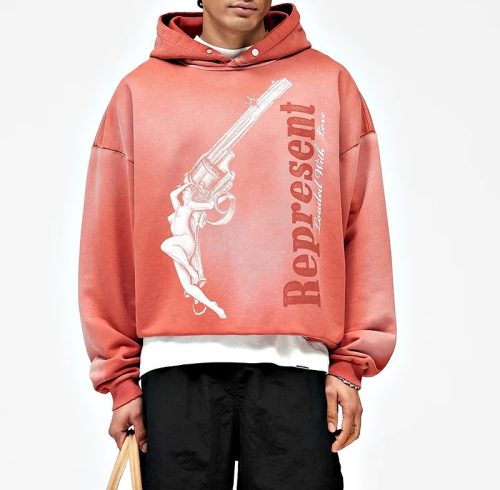 Custom Graphic Drop-Shoulder Hoodie with Distressed Rib Trims | Private Label Streetwear