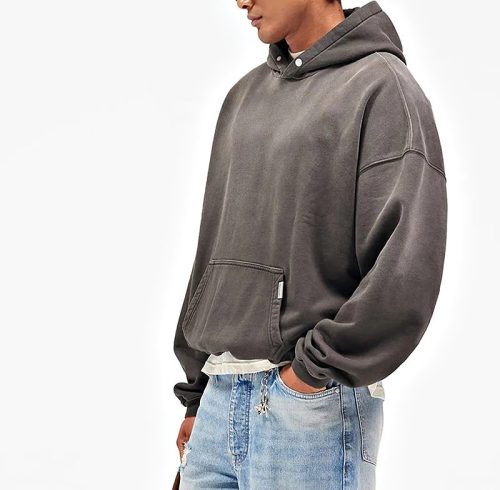 Garment-Dyed Fleece Drop-Shoulder Hoodie with Back Graphic | Private Label Streetwear