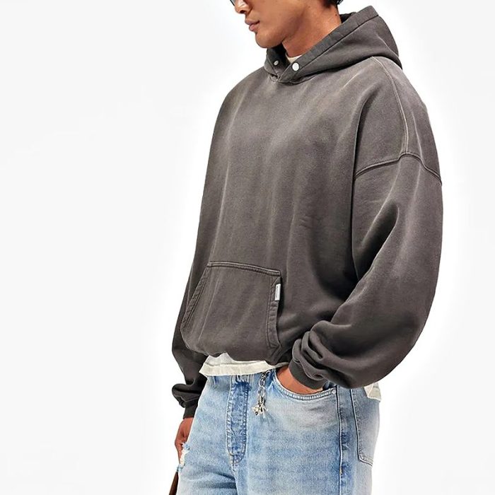 Garment-Dyed Fleece Drop-Shoulder Hoodie with Back Graphic | Private Label Streetwear
