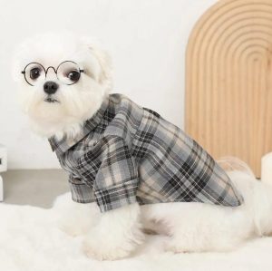 Plaid Collared Dog Shirt with Button Front | Custom Petwear Sourcing