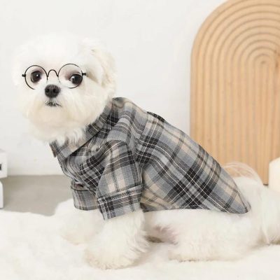 Plaid Collared Dog Shirt with Button Front | Custom Petwear Sourcing